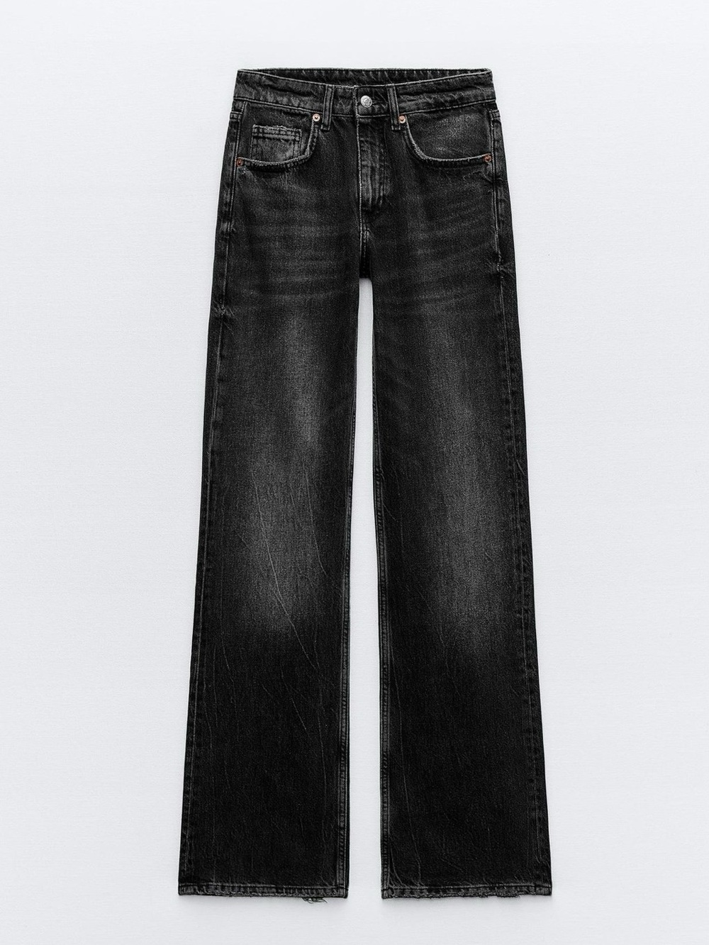Zara Black Midrise Wide Leg Jeans